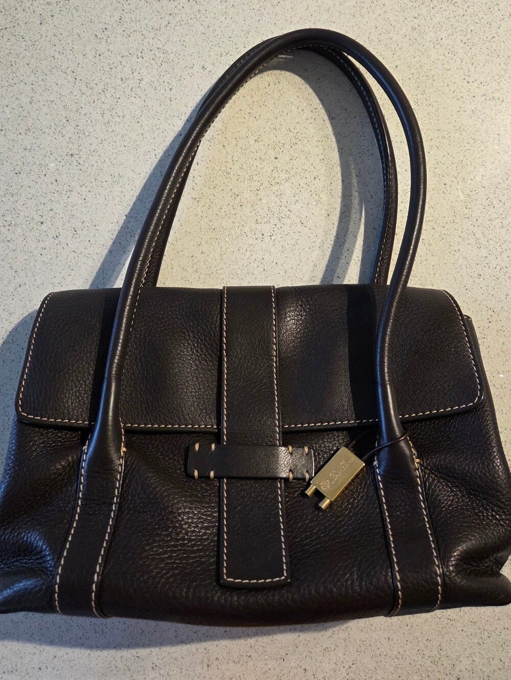 Loro Piana Calfskin Dandy Handbag- Brown Leather